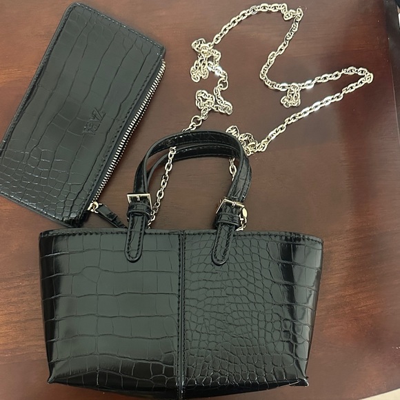 Zara Black Crocodile-Embossed Women's Handbag - Picture 3 of 4